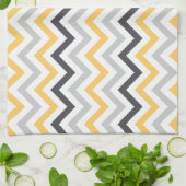 Linge De Cuisine Motif Gris et Jaune Chevron Stripes (Plié)
