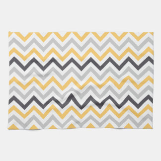 Linge De Cuisine Motif Gris et Jaune Chevron Stripes