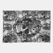 Linge De Cuisine Motif grunge de crâne de sucre (Horizontal)