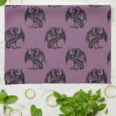 Linge De Cuisine Motif Halloween violet et noir Dragons (Plié)