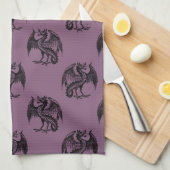 Linge De Cuisine Motif Halloween violet et noir Dragons (Quart Plié)