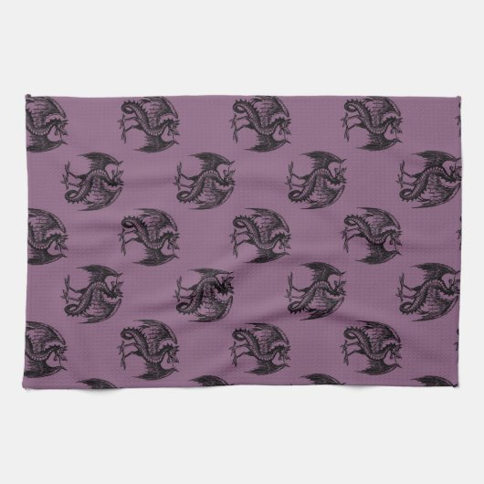 Linge De Cuisine Motif Halloween violet et noir Dragons (Horizontal)