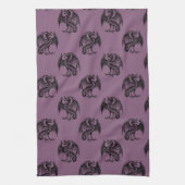 Linge De Cuisine Motif Halloween violet et noir Dragons (Vertical)