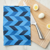 Linge De Cuisine Motif Herringbone en bleu (Quart Plié)