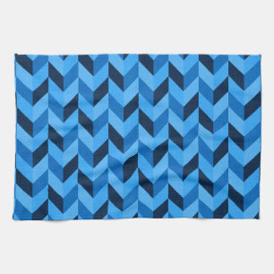 Linge De Cuisine Motif Herringbone en bleu