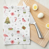 Linge De Cuisine Motif heureux de Flamant rose de vacances (Quart Plié)