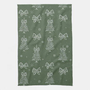 Linge De Cuisine Motif hivernal vert forêt vintage Evergreen