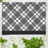 Linge De Cuisine Motif horizontal noir et blanc (Plié)