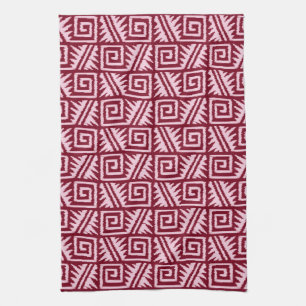 Linge De Cuisine Motif Ikat Aztec - Bourgogne et rose