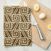 Linge De Cuisine Motif Ikat Aztec - Brown foncé et Tan (Quart Plié)