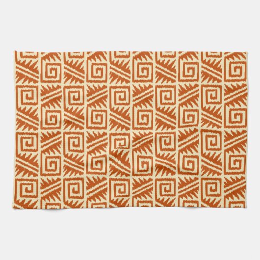 Linge De Cuisine Motif Ikat Aztec - Mandarin et orange clair (Horizontal)