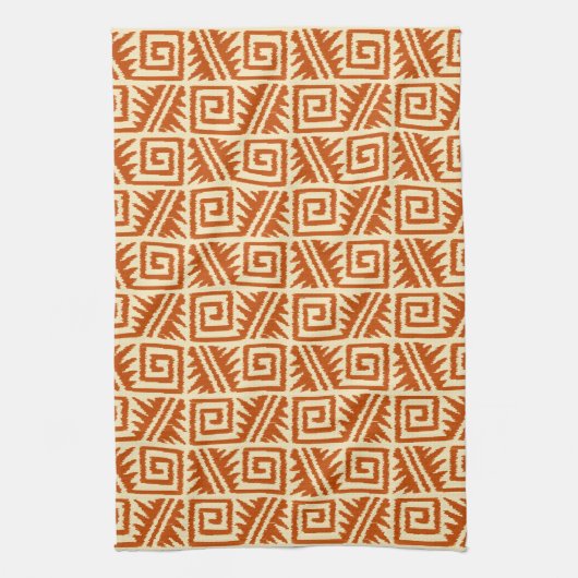 Linge De Cuisine Motif Ikat Aztec - Mandarin et orange clair (Vertical)
