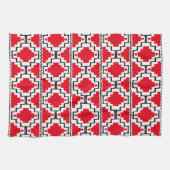 Linge De Cuisine Motif Ikat Aztec - Rouge, Noir et Blanc (Horizontal)
