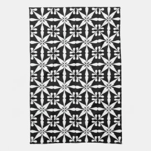 Linge De Cuisine Motif Ikat Star, noir et blanc