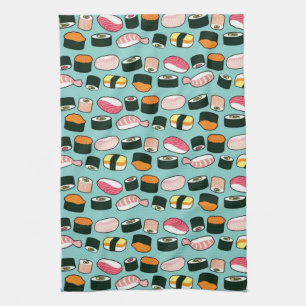 Linge De Cuisine Motif illustré par amusement délicieux de sushi