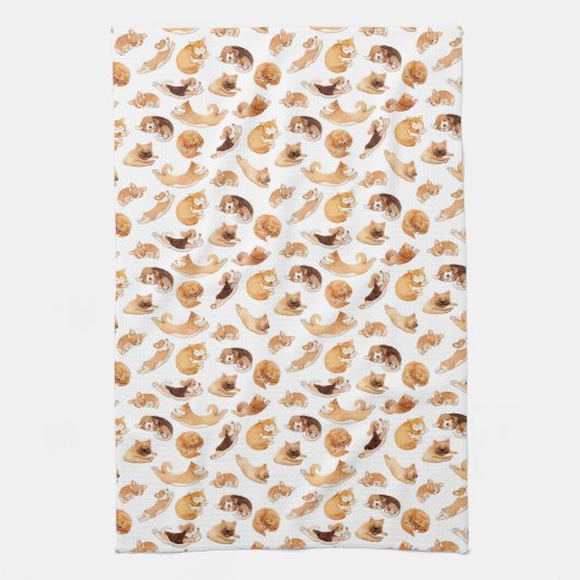 Linge De Cuisine Motif illustré par chiens mignons d'aquarelle (Vertical)