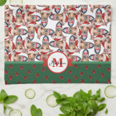 Linge De Cuisine Motif italien Greyhound Monogram Christmas Chien (Plié)