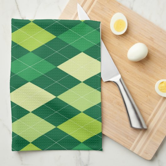 Linge De Cuisine Motif Jacquard vert (Quart Plié)