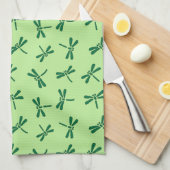 Linge De Cuisine Motif japonais de libellules, Jade vert clair (Quart Plié)