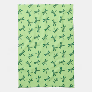 Linge De Cuisine Motif japonais de libellules, Jade vert clair