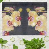 Linge De Cuisine Motif jaune d'orchidée (Plié)