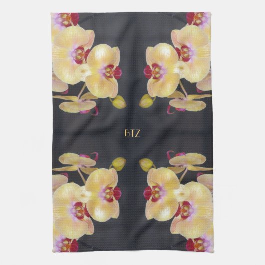 Linge De Cuisine Motif jaune d'orchidée (Vertical)