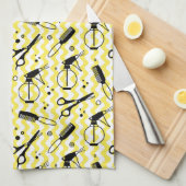 Linge De Cuisine Motif jaune d'outil de coiffeur (Quart Plié)