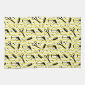 Linge De Cuisine Motif jaune d'outil de coiffeur (Horizontal)