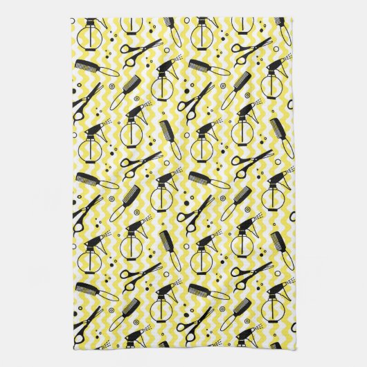 Linge De Cuisine Motif jaune d'outil de coiffeur (Vertical)