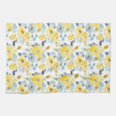 Linge De Cuisine Motif jaune et bleu d'aquarelle (Horizontal)