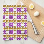 Linge De Cuisine Motif jaune pourpre (Quart Plié)