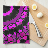 Linge De Cuisine Motif kaléidoscope violet, rose et noir (Quart Plié)