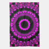 Linge De Cuisine Motif kaléidoscope violet, rose et noir (Vertical)