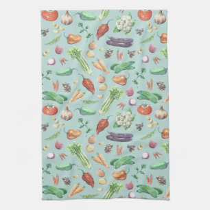 Linge De Cuisine Motif Légumes et épices aquarelle