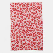 Linge De Cuisine Motif léopard des coeurs en rouge sur blush (Vertical)