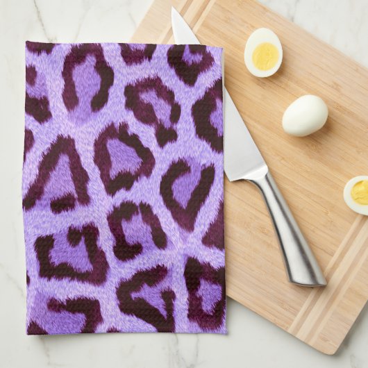 Linge De Cuisine Motif léopard pourpre (Quart Plié)