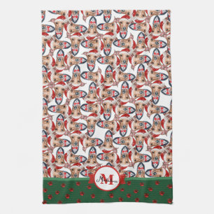 Linge De Cuisine Motif Lévrier Italien Monogramme Noël Chien