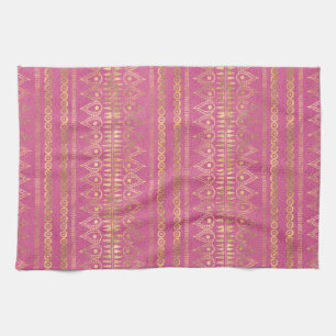 Linge De Cuisine Motif licorne bohème or et rose
