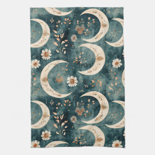 Linge De Cuisine Motif lunaire floral céleste Boho (9)