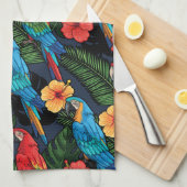 Linge De Cuisine Motif Macaw Et Hibiscus (Quart Plié)