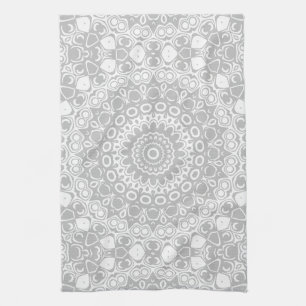 Linge De Cuisine Motif Mandala Argent Élégant