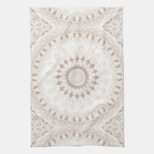 Linge De Cuisine Motif Mandala Beige et Crème