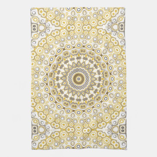 Linge De Cuisine Motif Mandala jaune or (Vertical)