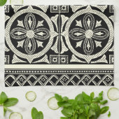 Linge De Cuisine Motif Mandala noir et blanc par Vision Studio (Plié)