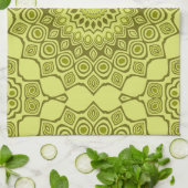Linge De Cuisine Motif Mandala Vert Olive Groovy (Plié)