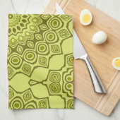 Linge De Cuisine Motif Mandala Vert Olive Groovy (Quart Plié)