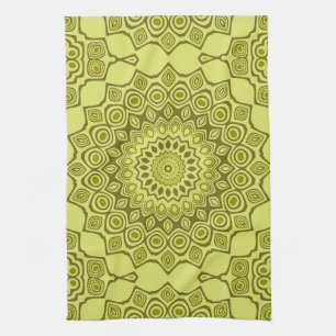 Linge De Cuisine Motif Mandala Vert Olive Groovy