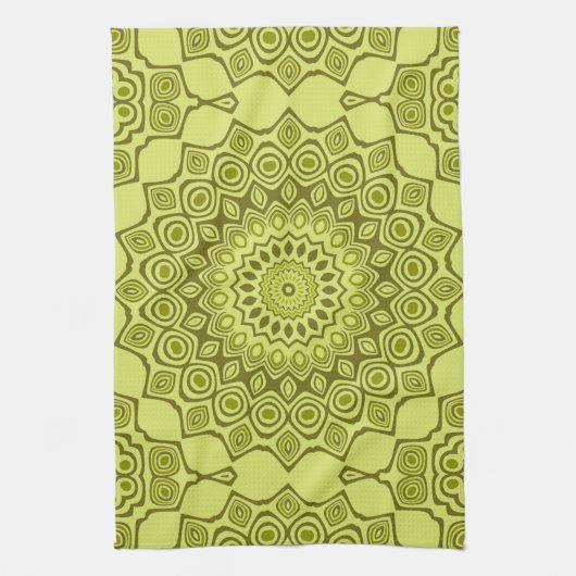Linge De Cuisine Motif Mandala Vert Olive Groovy (Vertical)