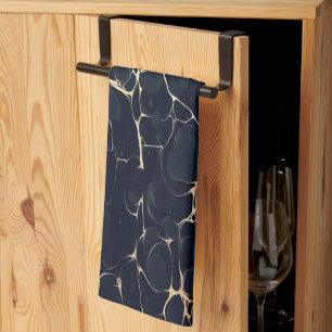 Linge De Cuisine Motif Marbre Foncé Abstrait Style Encre Alcoolique