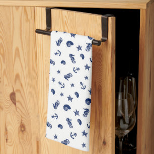 Linge De Cuisine Motif marin avec hippocampes